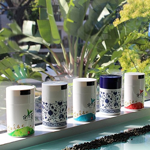 Tightpac America, Inc. Teavac 6-Ounce Vacuum Sealed Tea Storage Container, Blue Cap and White Body/Floral Design - Image 4