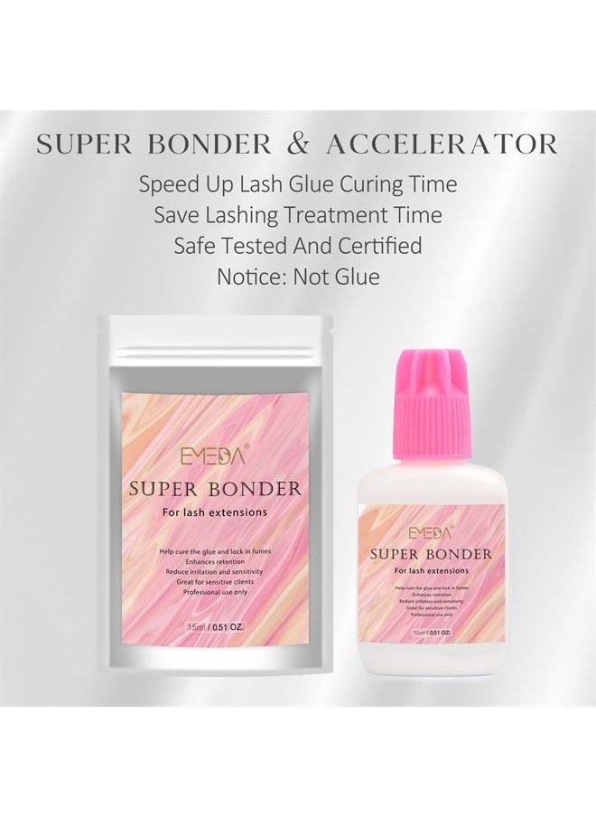 Lash Bonder for Eyelash Extensions, Not Glue, Glue Accelerator for Eyelash Extensions, Sealer Adhesive, Speed up Glue Drying Time,Add Glue Elasticity,Lock in Glue Fume(15ml Super Bonder Sealant)