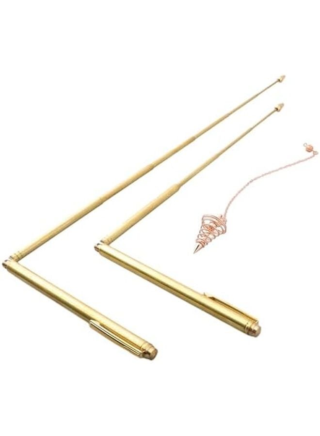 4PCS Copper Dowsing Rods Metal Detector Pendulum Set For Treasure Hunting Divining Water - Image 1