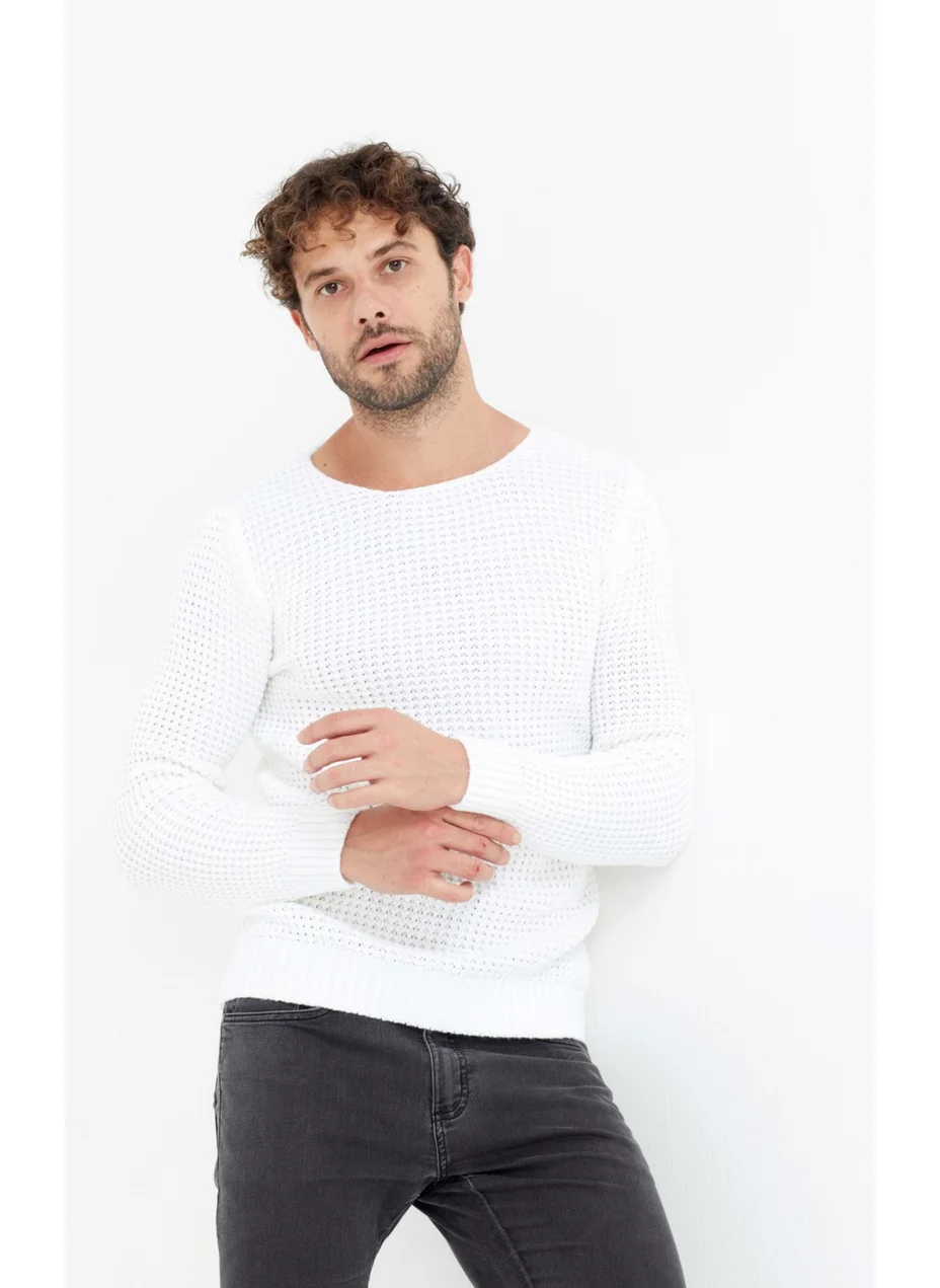 Cool Tarz Cool Style Men's White Knitted SWEATER-STYLECM7804R16S