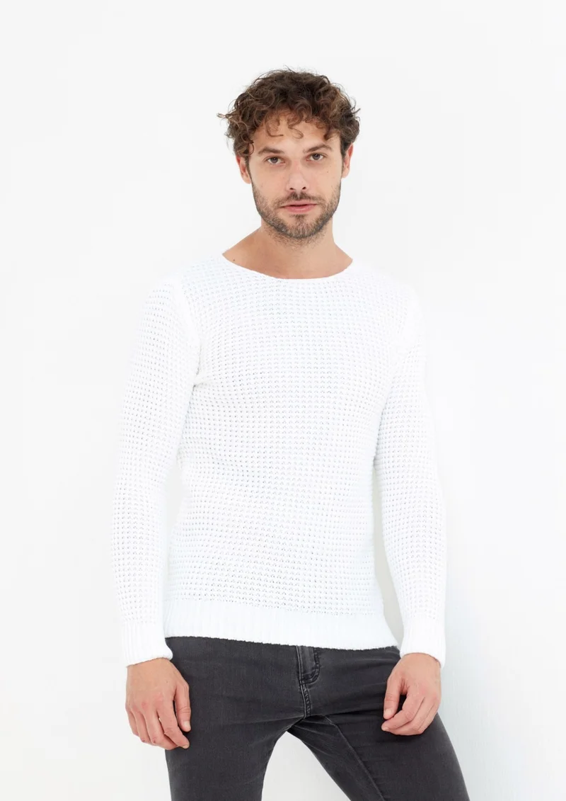 Cool Tarz Cool Style Men's White Knitted SWEATER-STYLECM7804R16S