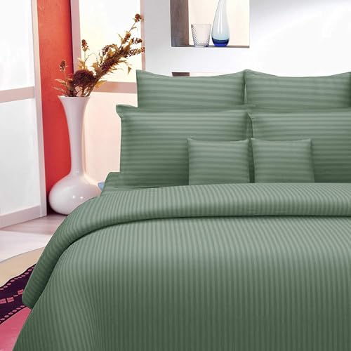 Castiqa Satin Fabric 210 TC King Size Double Bed Bedsheet with 2 Pillow Covers for Home/Hotels/Dining Room 18 Color Options (Green NW) - Image 2
