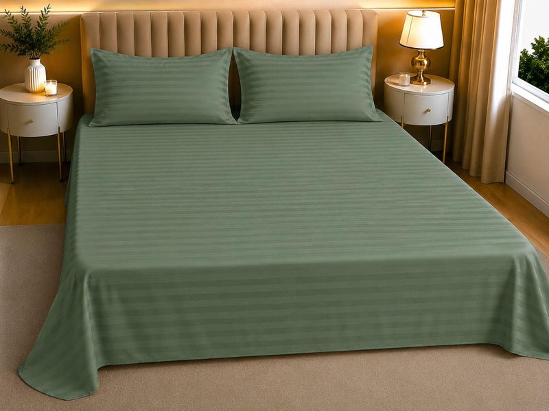 Castiqa Satin Fabric 210 TC King Size Double Bed Bedsheet with 2 Pillow Covers for Home/Hotels/Dining Room 18 Color Options (Green NW) - Image 5
