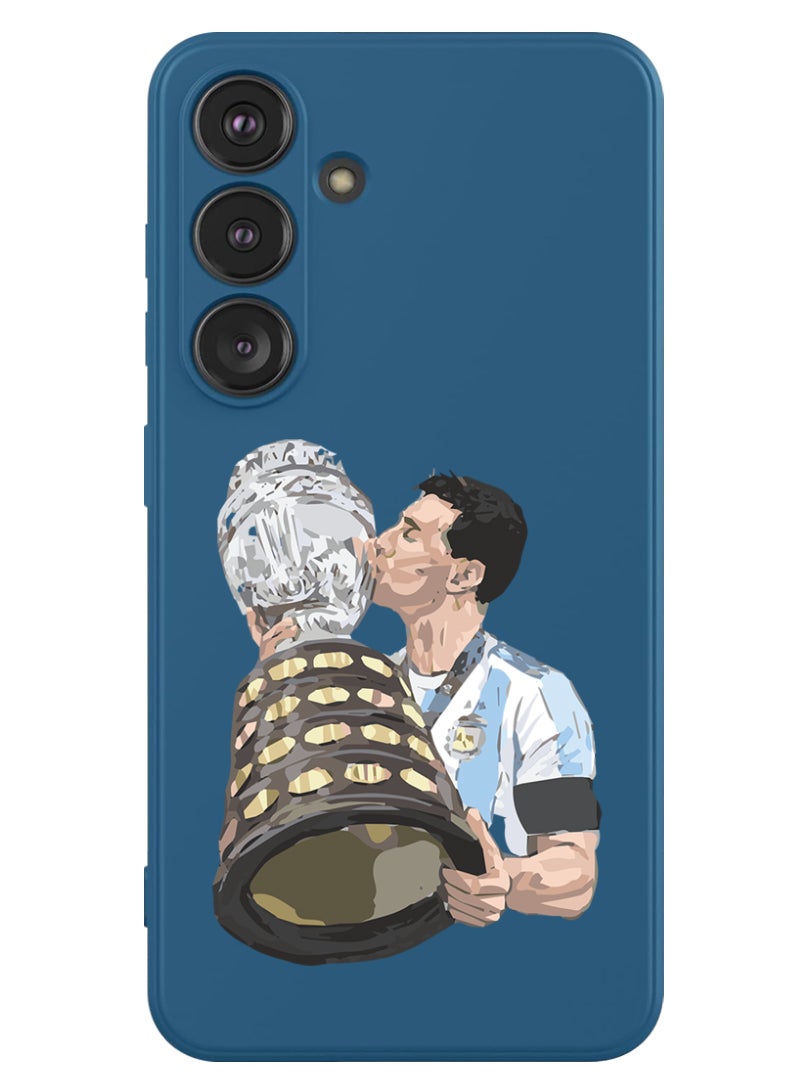 Theodor Protective Slim Fit Case Liquid Silicone Cover with Full Body Protection Anti-Scratch Shockproof Case For Samsung Galaxy S24 Plus (Blue) - Messi - Image 1