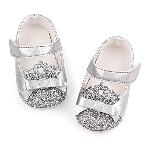 Meckior Infant Baby Girls Soft Sole Bowknot Princess Wedding Dress Mary Jane Flats Prewalker Newborn Light Baby Sneaker Shoes - Image 1