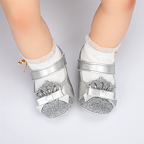 Meckior Infant Baby Girls Soft Sole Bowknot Princess Wedding Dress Mary Jane Flats Prewalker Newborn Light Baby Sneaker Shoes - Image 3