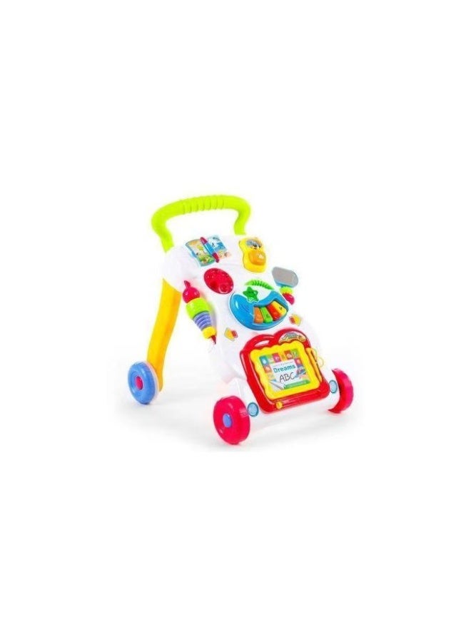 مشاية أطفال دفع متعددة الألوان مع لوحة أنشطة