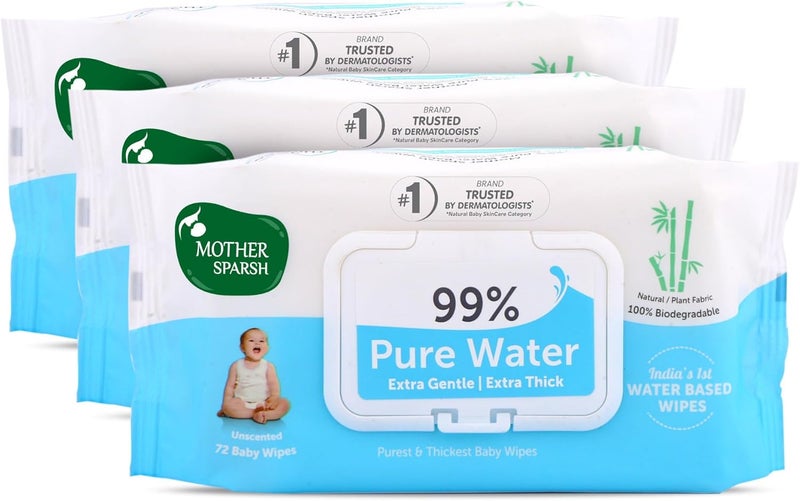 Mother Sparsh 99% Pure Water Baby Wipes - Pack of 3 - Image 1