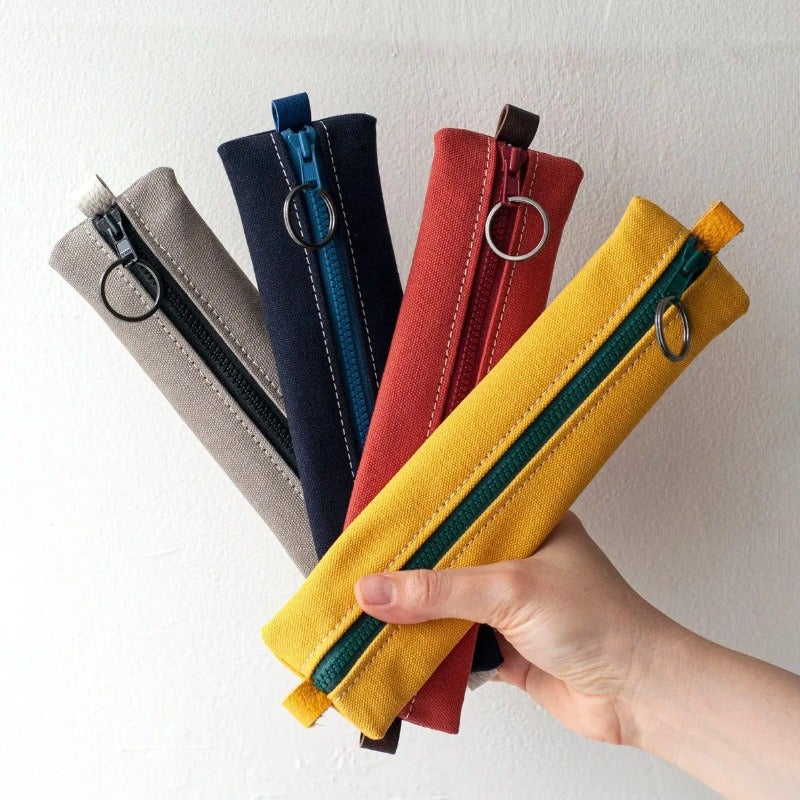 Plain Canvas Pencil Case, Durable Canvas Student Stationery Bag for School Season, Japanese and Korean Style Zipper Storage Bag
