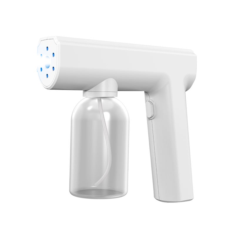 Portable Sprayer: 300ML Large-Capacity White Bottle - Ultra-Fine Atomization 20-Minute Continuous Spray, 6 Blue Light Heads, Ergonomic Gun-Shaped Design, One-Key Activation for Home, Travel and Daily - Image 1
