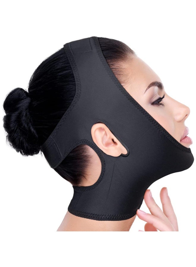 VIUAUAX Neck and Chin Compression Garment Wrap, Post Surgical Chin Strap Bandage for Women, Face Slimmer, Jowl Tightening, Chin Lifting M - Image 1