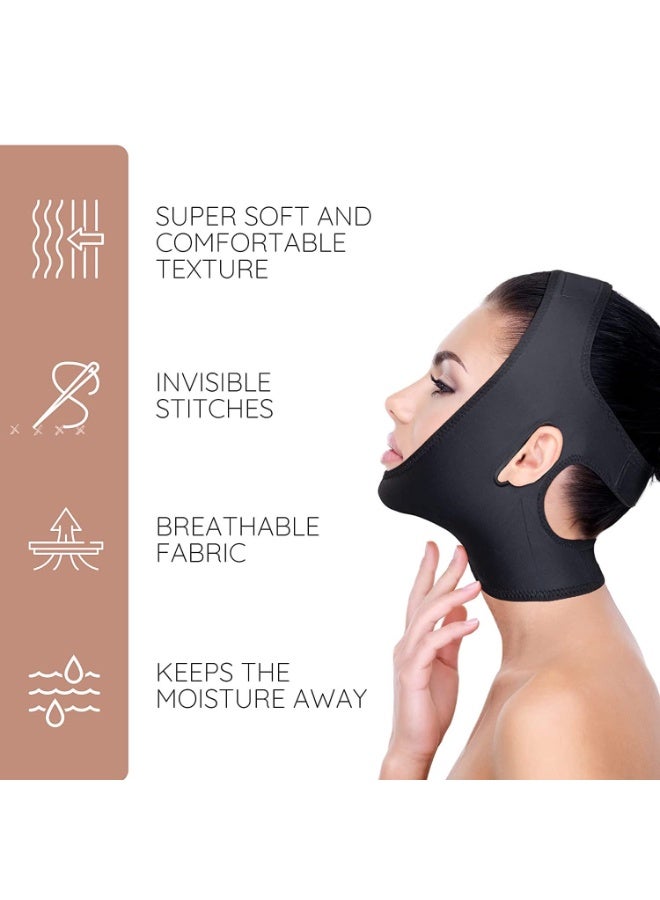 VIUAUAX Neck and Chin Compression Garment Wrap, Post Surgical Chin Strap Bandage for Women, Face Slimmer, Jowl Tightening, Chin Lifting M - Image 4
