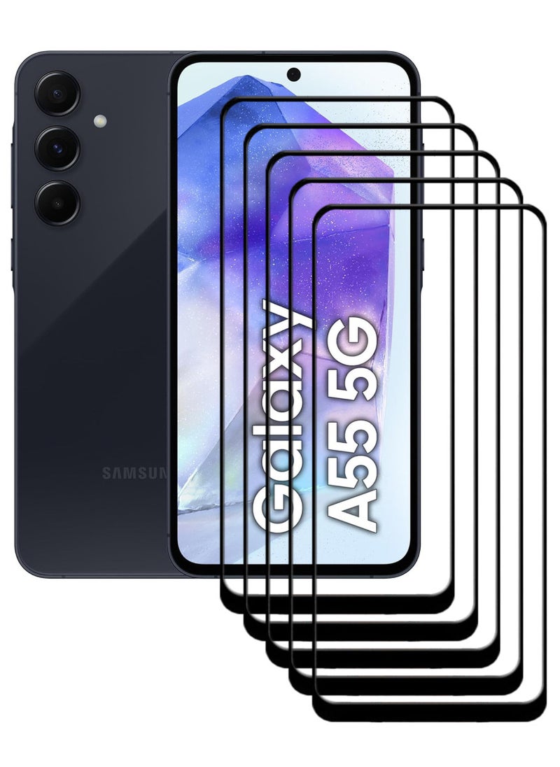 ACLIX 5 Pieces Antistatic ESD Dustproof Premium Quality High Definition Tempered Glass Screen Protector Designed For Samsung Galaxy A55 - Image 1