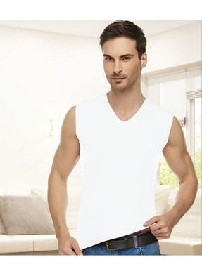 Tutku Elit Passion Elite 3-Piece Men's Combed Cotton Elastane V Neck Zero Sleeve Undershirt 
