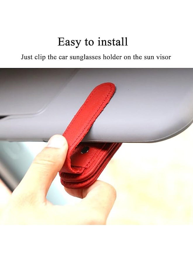 Generic Sunglasses Holders for Car Sun Visor, Magnetic Leather Glasses Eyeglass Hanger Clip for Car, Ticket Business Card Clip Eyeglasses Mount Car Visor Accessories  - Image 5
