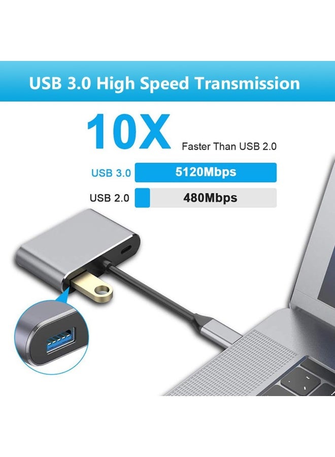 USB C to HDMI VGA Adapter, 4 in 1 USB C Multiport Hub Converter Thunderbolt 3 to HDMI 4K, VGA 1080P, USB 3.0, 100W PD Port for MacBook Pro/Air iPhone 16 15 Pro Max Dell XPS PC, etc - Image 5