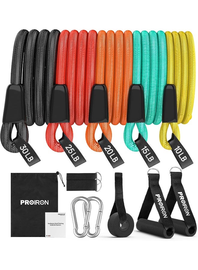 PROIRON Resistance Bands Set 14 Pieces Anti-Snap Resistance Band Exercise with Handles, Door Anchor, Ankle Straps, Training Manual and Carrying Bag - Image 1