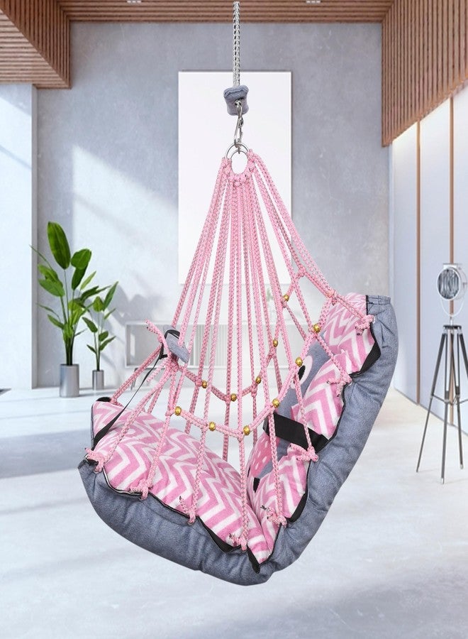 Sprointal® Swing for Kids Cotton Baby Children Folding and Washable 1 to 5 Years New Born Baby Gift Soft Jhula with Safety Belt Easy to Carry Safety Lock Cradle Chair | Home Garden Hall (Owl) - Image 2