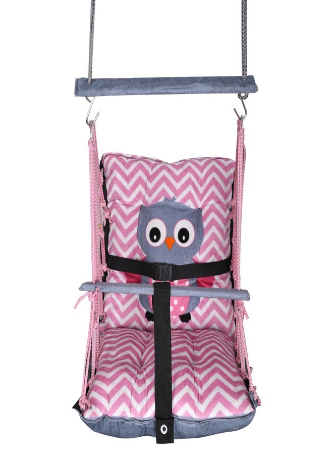 Sprointal® Swing for Kids Cotton Baby Children Folding and Washable 1 to 5 Years New Born Baby Gift Soft Jhula with Safety Belt Easy to Carry Safety Lock Cradle Chair | Home Garden Hall (Owl) - Image 3