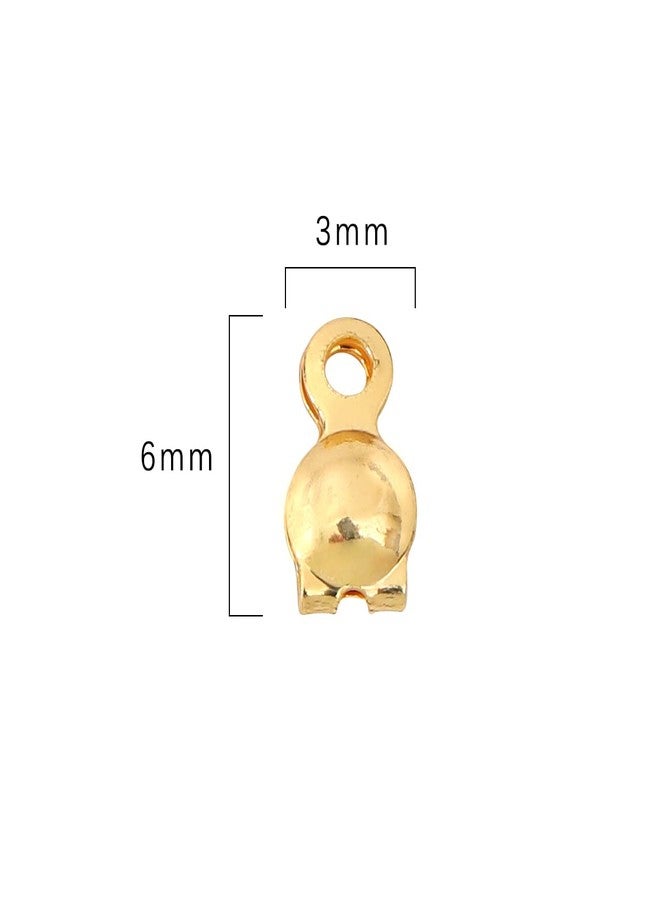 BEADIA 14K Gold Plated End Caps Non Tarnish 3x6mm 200pcs for Jewelry Making Findings - Image 2