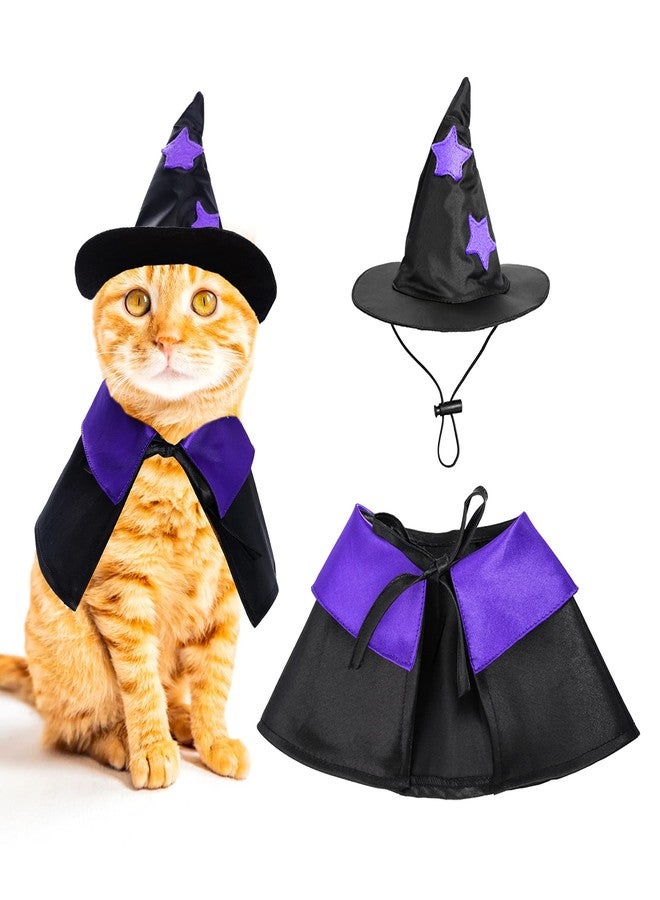 Dxhycc Halloween Pet Costume Cat Wizard Costume Funny Wizard Cat Clothes Cloak and Hat for Small Dogs Outfits - Image 1