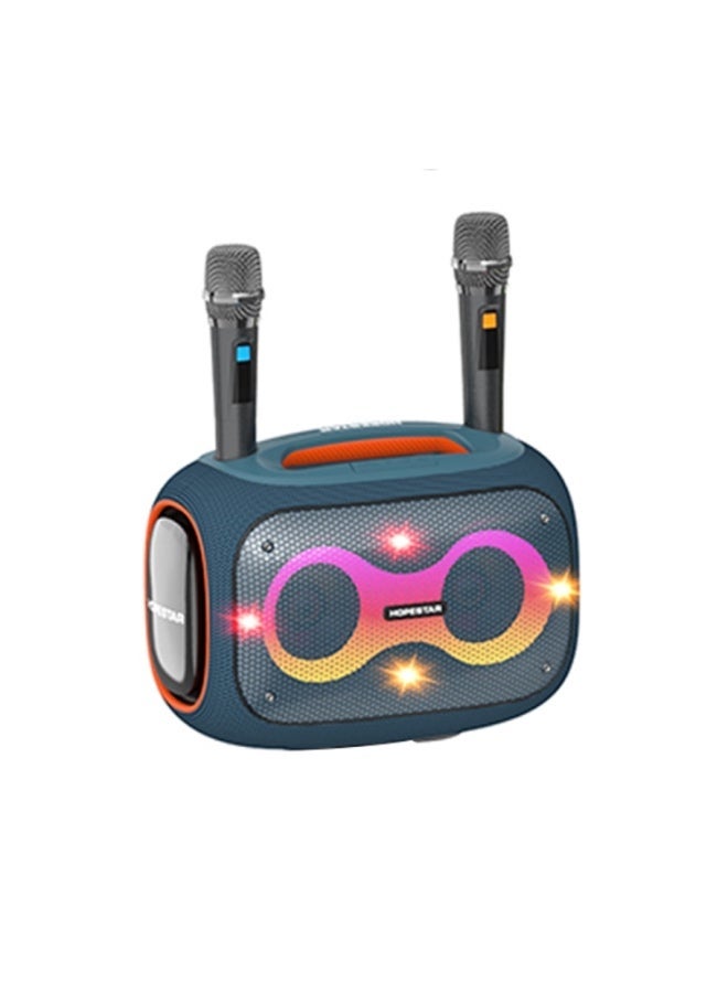 HOPESTAR Party Box 120W Karaoke Bluetooth Speaker with 2 Microphones - Blue - Image 1