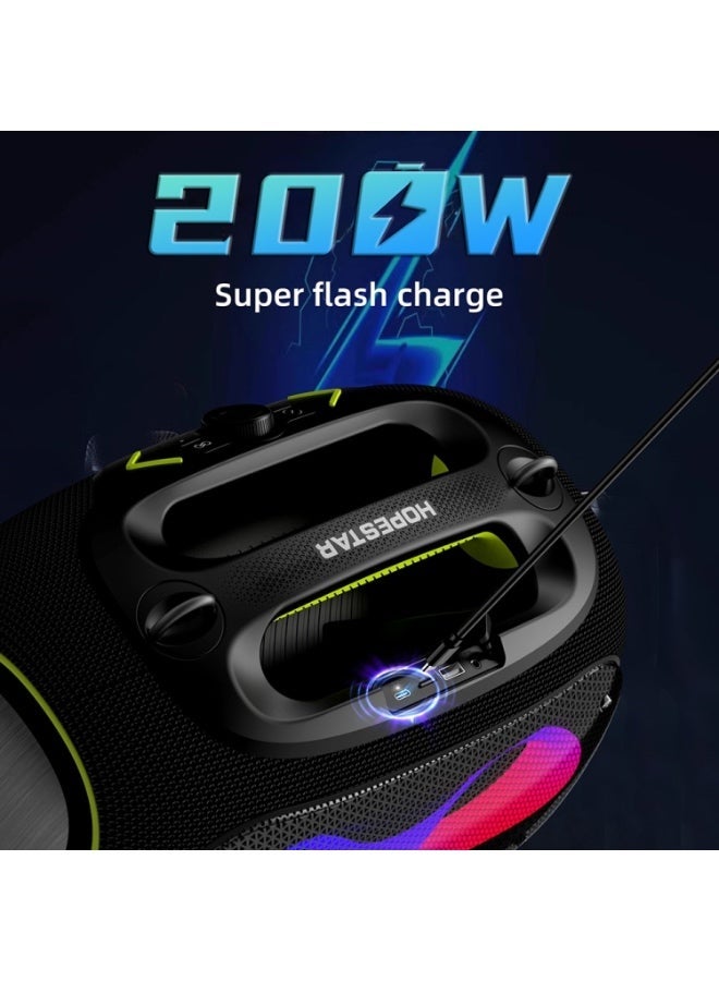 HOPESTAR Party Box 120W Karaoke Bluetooth Speaker with 2 Microphones - Blue - Image 3