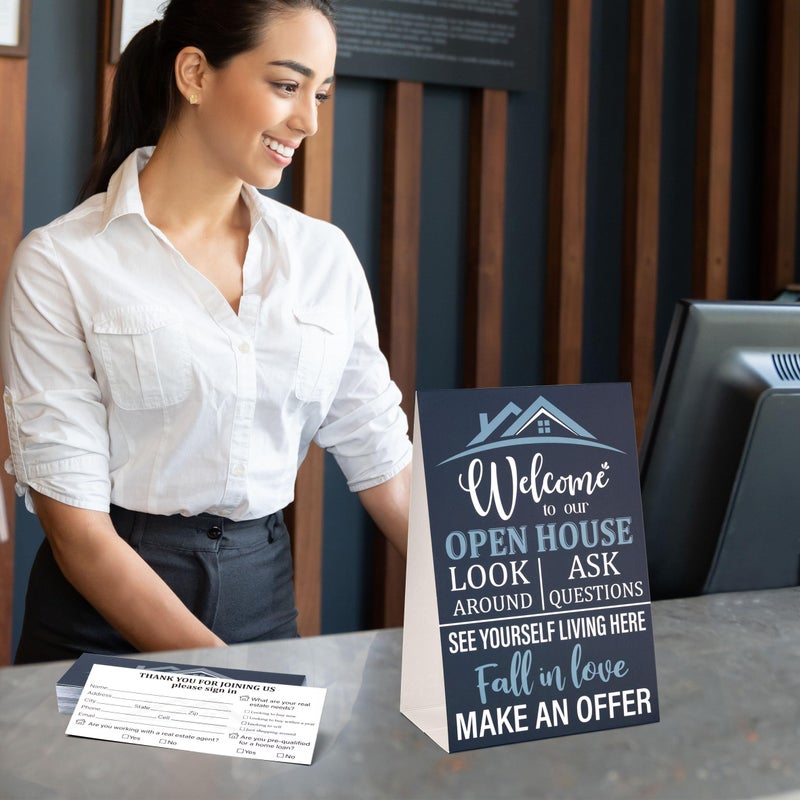 INKNOTE 136Pcs Open House Signs Kit Visitor Guest Registry Form with Tent Cards Home Sale Business Display Tags for Realtors Agents Brokers - Image 3
