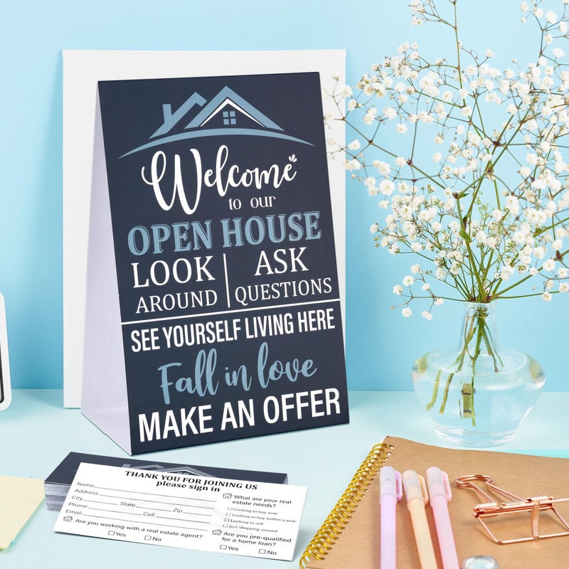 INKNOTE 136Pcs Open House Signs Kit Visitor Guest Registry Form with Tent Cards Home Sale Business Display Tags for Realtors Agents Brokers - Image 2