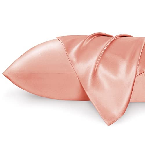 Bedsure Bedsure Satin Pillowcase for Hair and Skin Queen Similar to Silk Pillow Cases Pillow Cases Set of 2 with Envelope Closure Pink Room Decor College GiftsPale Blush 20x30 Inches 