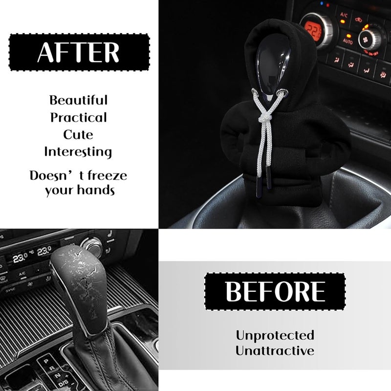 vvag Gear Shift Hoodie, Hoodie Car Gear Shift Cover, Car Shift Knob Hoodie, Automotive Interior Accessories, Universal Fit Knob Cover Gift (Black) - Image 3