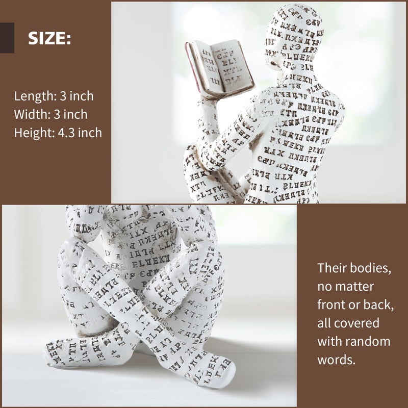 GRAPMKTG Home Decor Pulp Reading Women Thinker Statue Aesthetic Sculpture Room Decor Modern Abstract Decoration on Shelf Table Desk for Living Room Office Bedroom A - Image 3
