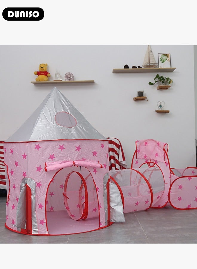 DUNISO Foldable Play Tent, 3 in 1 Starry Sky Play Tent for Kids, Combo Play Toy Tent with Crawl Tunnel and Ball Pit, Stars Themed Playhouse Indoor Outdoor Games Party Children Pop Up Foldable Tent Birthday Toy for Boys Girls Baby, Ideal Gift in Holiday & Birthday - Image 5