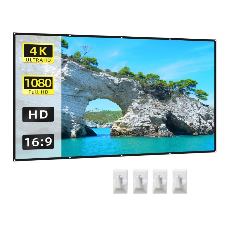 شاشة عرض محمولة وقابلة للطي بقطر 60 بوصة - شاشة خارجية بجودة صور 4K HD لمنازل السينما الداخلية والخارجية وللاجتماعات التجارية - Image 1