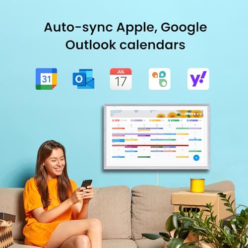Apolosign 21.5-inch Digital Calendar : Dual Mode Smart Wall Planner, No Subscription, Install Apps, Sync Calendars, Electronic Touchscreen Interactive Display for Family Schedules, Chore Chart (Gray) - Image 3