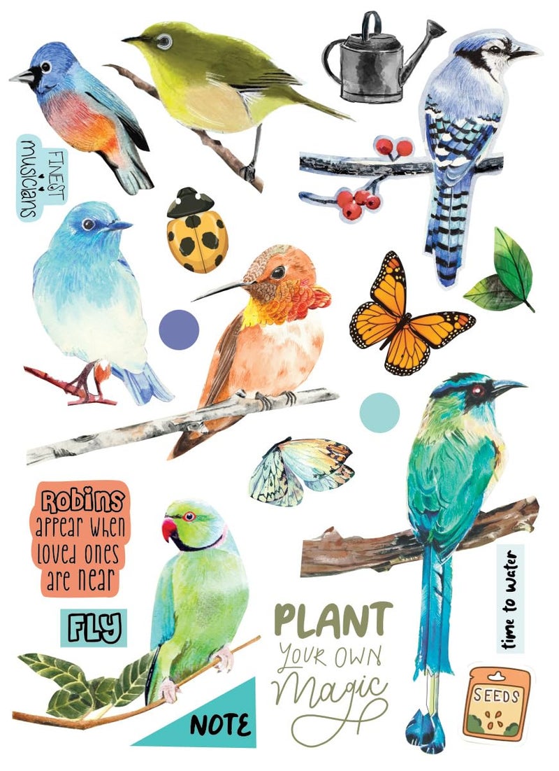 anujarusiya Matte Laminated Garden Stickers - 110+ Floral, Bird & Quote Stickers for Scrapbooks, Journals, Planners, Self-Adhesive Paper, Craft Supplies - Image 5