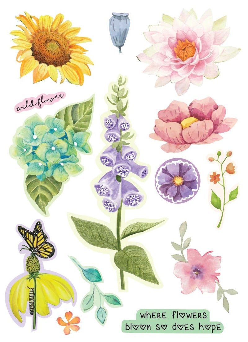 anujarusiya Matte Laminated Garden Stickers - 110+ Floral, Bird & Quote Stickers for Scrapbooks, Journals, Planners, Self-Adhesive Paper, Craft Supplies - Image 4