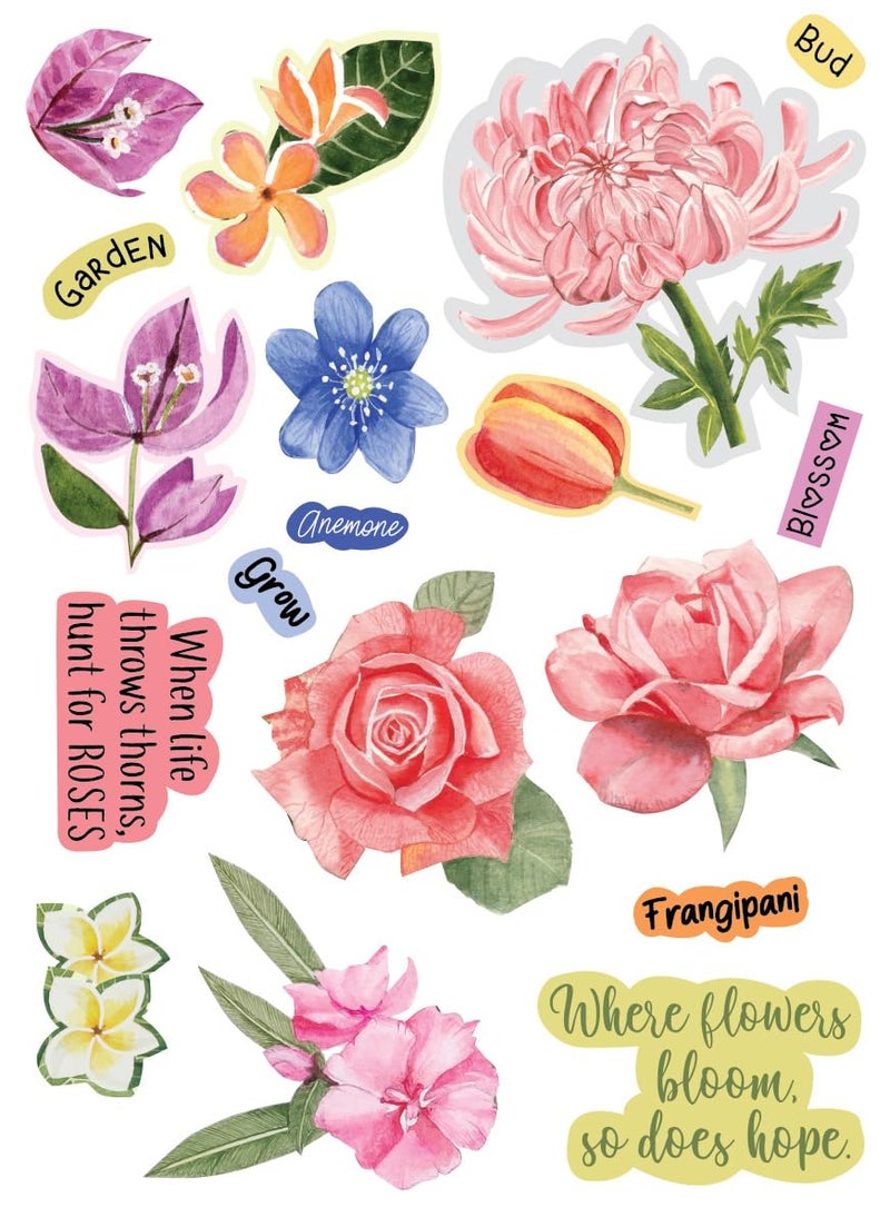 anujarusiya Matte Laminated Garden Stickers - 110+ Floral, Bird & Quote Stickers for Scrapbooks, Journals, Planners, Self-Adhesive Paper, Craft Supplies - Image 3
