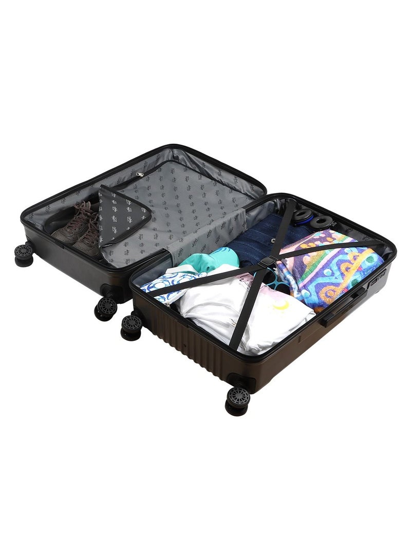 بيج ديزاين مجموعة حقائب سفر صلبة بتصميم المحيط Biggdesign، حقائب 100% ABS بقشرة صلبة مع عجلات دوارة 360°، حقيبة سفر، نظام قفل TSA، خفيفة الوزن، 3 قطع، سعة تحميل 20 - 30 - 45 كجم، لون رمادي. - Image 4