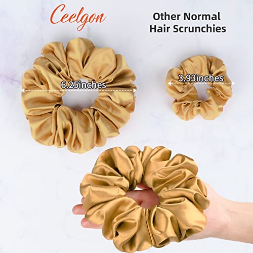 CEELGON Brown Black Big Satin Scrunchies for Women 63Inches Large Scrunchie Coffee Satin Oversized Thick Elastic Hair Ties Jumbo Hair Scrunchies 6 Pack blackcoffee champagnebrowngreydark brown - Image 5