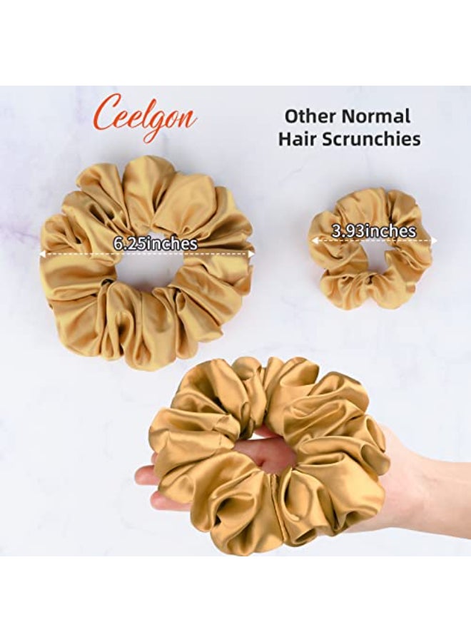 CEELGON Brown Black Big Satin Scrunchies for Women 63Inches Large Scrunchie Coffee Satin Oversized Thick Elastic Hair Ties Jumbo Hair Scrunchies 6 Pack blackcoffee champagnebrowngreydark brown - Image 4