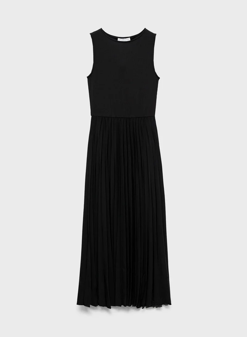 MANGO Sleeveless Pleated Dress