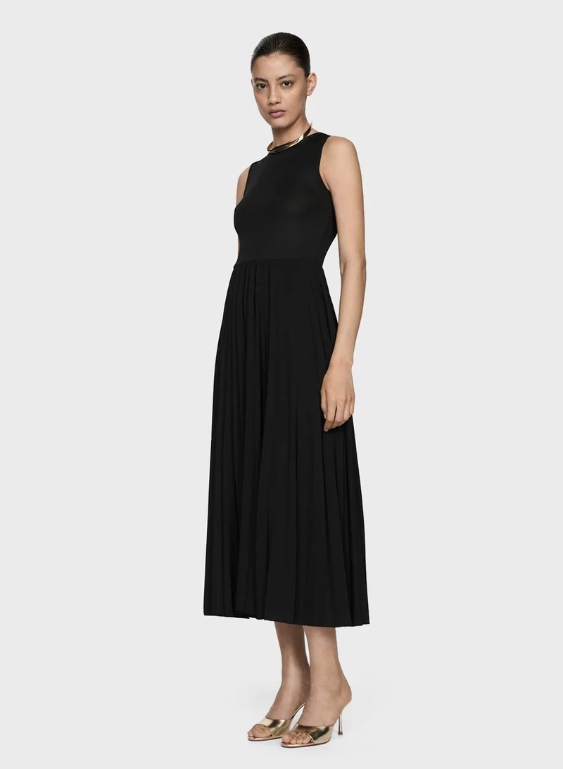 MANGO Sleeveless Pleated Dress
