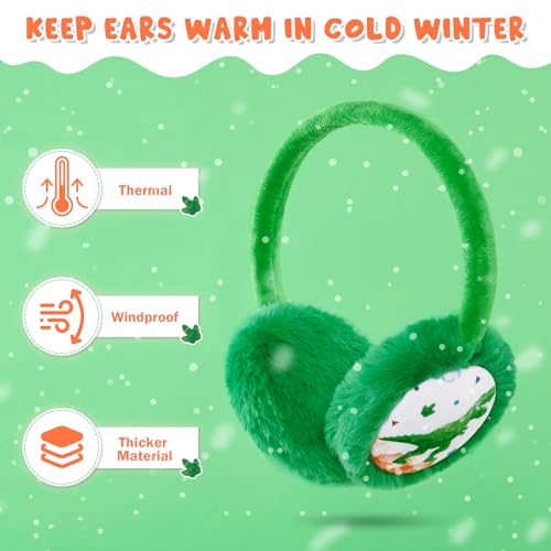 WAWSAM Kids Earmuffs Warmer Ear muffs Winter Fleece Earmuffs Warm Ear Covers for Toddle Girls Boys (Green) - Image 4