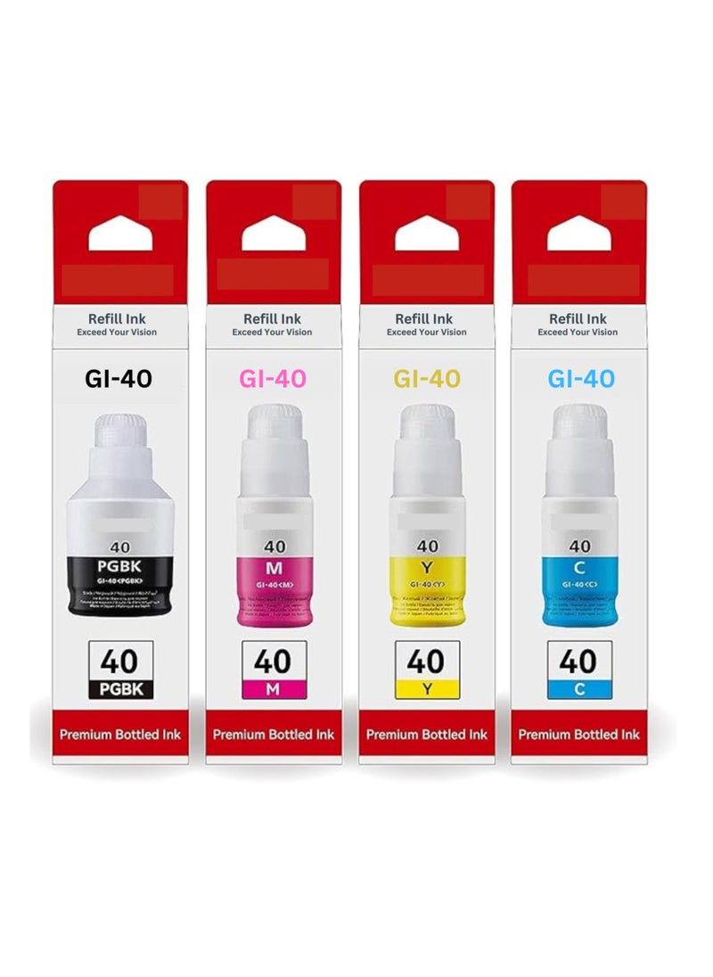 Terabyte GI-40  For Pixma G6040 G5040 GM2040 Black/Cyan/Magenta/Yellow 4-Pack Pigment  - Image 1