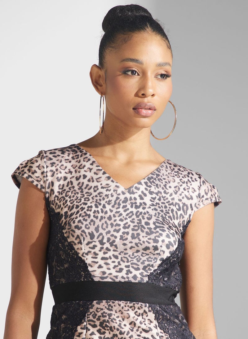 V-Neck Printed Dress