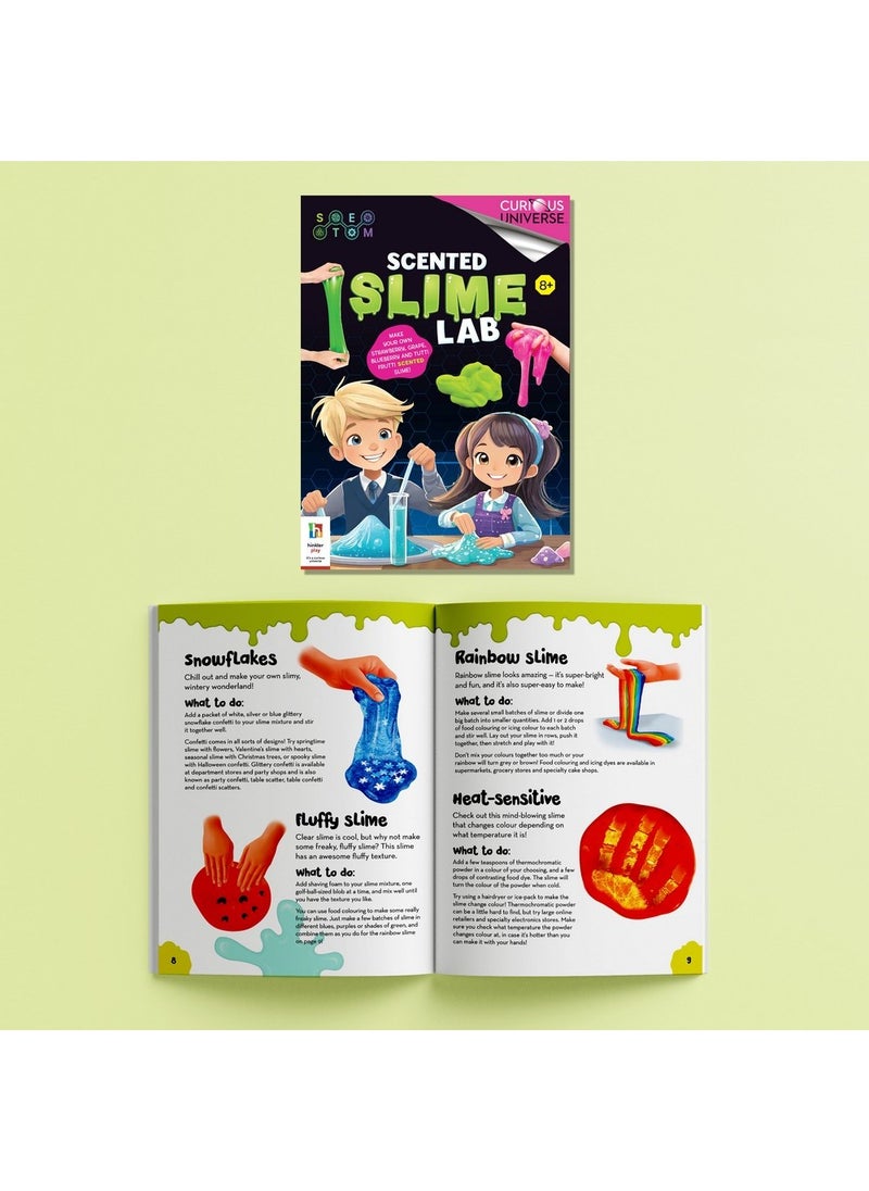 Hinkler - Hinkler Curious Universe Scented Slime Creation Lab - DIY Slime Making Kit includes a 16-page book, slime powders, a slime shaker, stirring stick, and 4 display containers, Fun Scented Slime Projects, Slime Texture Exploration - Image 1
