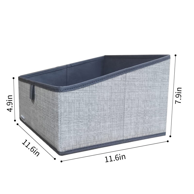 UNAMAX UNAMAX 3 Packs Closet Storage Bins - Trapezoid Large Storage Box - Foldable Fabric Baskets for Organizing Clothes - Baby Toiletry  Toys  Towel  DVD  Book (1# Dark Grey  11.6 x 11.6 x 7.9 inches) - Image 2