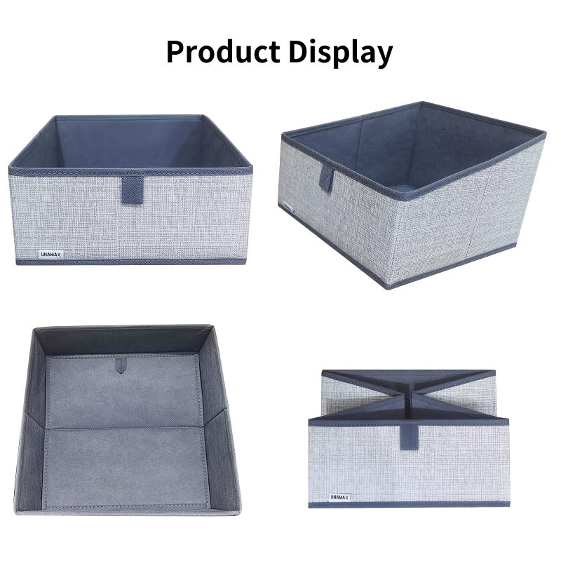 UNAMAX UNAMAX 3 Packs Closet Storage Bins - Trapezoid Large Storage Box - Foldable Fabric Baskets for Organizing Clothes - Baby Toiletry  Toys  Towel  DVD  Book (1# Dark Grey  11.6 x 11.6 x 7.9 inches) - Image 3