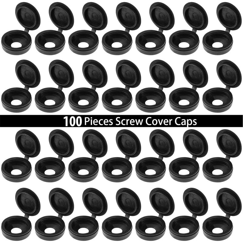 Hotop 100 Pieces Hinged Screw Cover Caps Plastic Shutter Fold Screw Snap Covers Washer Flip Tops(Small,Black) - Image 5